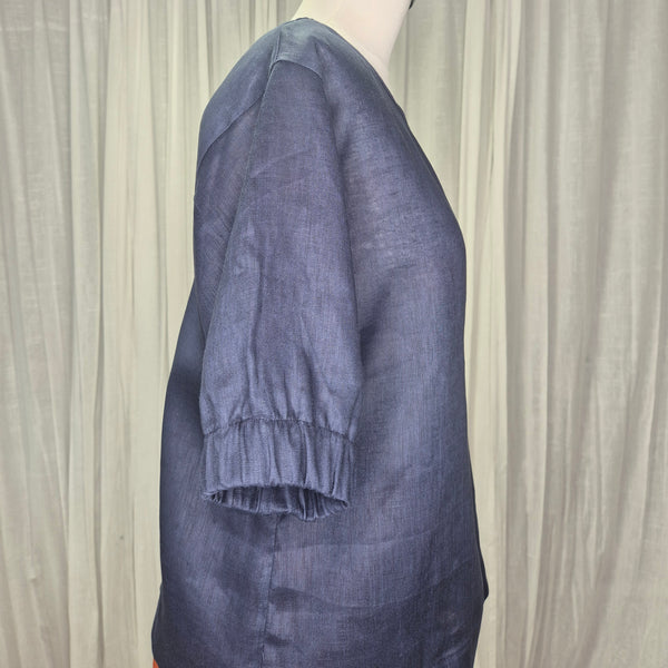 Juice Top Navy 100% European Grown Linen