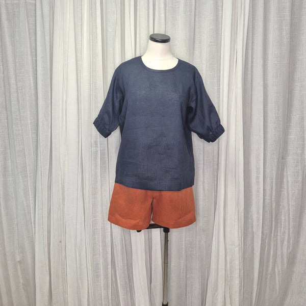 Juice Top Navy 100% European Grown Linen