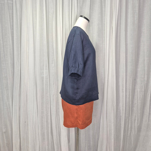 Juice Top Navy 100% European Grown Linen