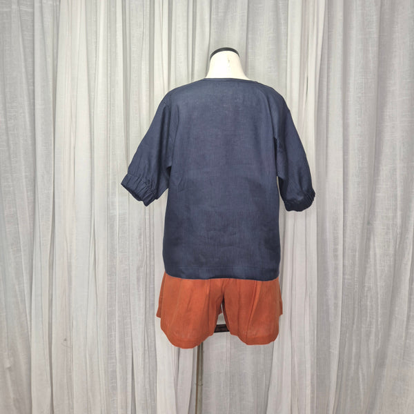 Juice Top Navy 100% European Grown Linen