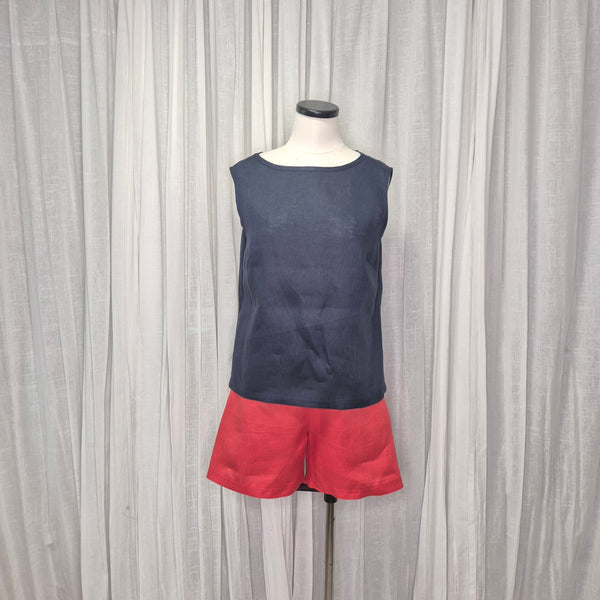 Ramone Top Navy 100% European Grown Linen
