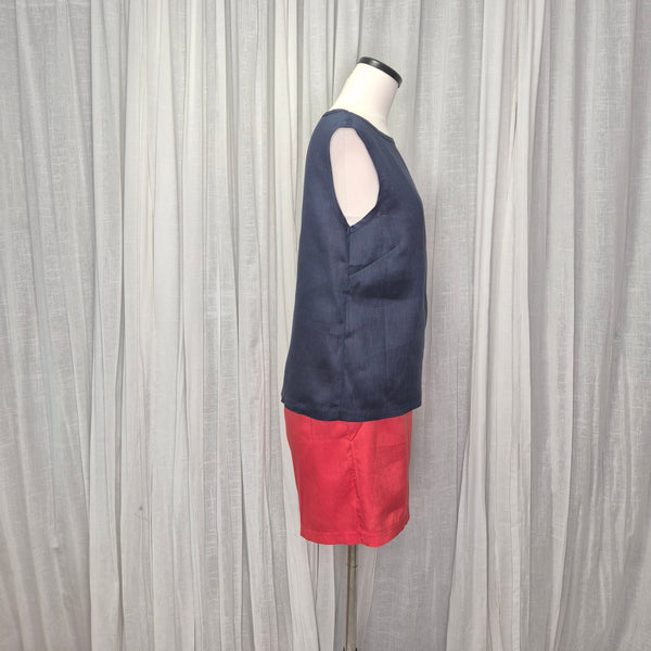 Ramone Top Navy 100% European Grown Linen