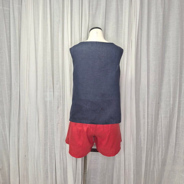 Ramone Top Navy 100% European Grown Linen