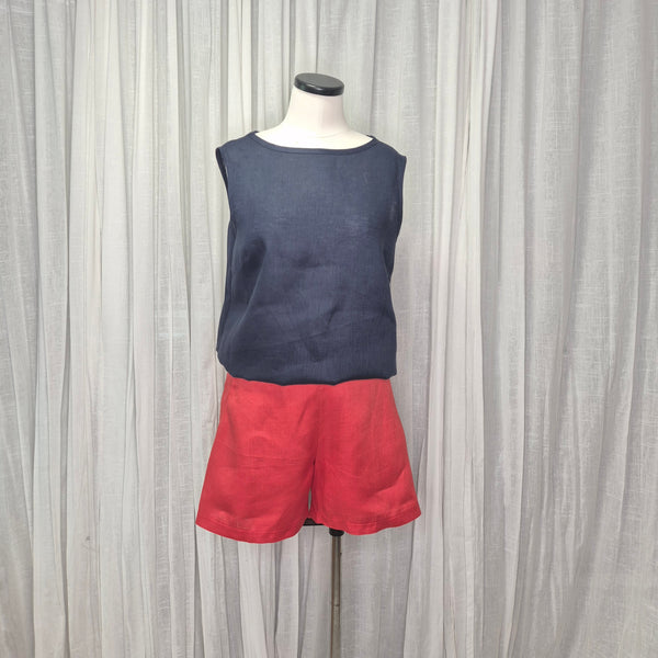 Ramone Top Navy 100% European Grown Linen