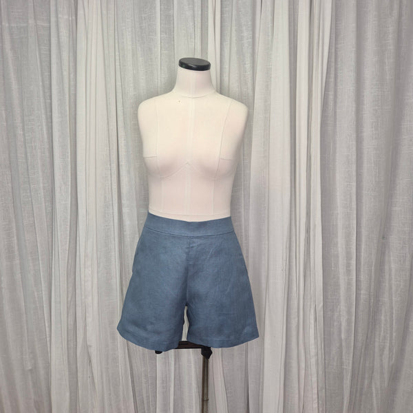 Jackson Shorts 100% Linen Teal Blue