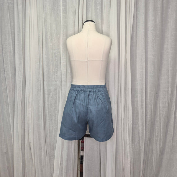 Jackson Shorts 100% Linen Teal Blue