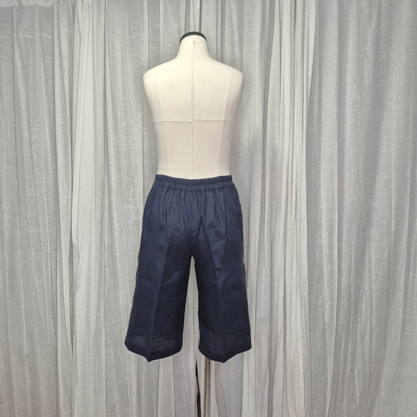 Manhattan Long Short Navy 100% European grown Linen